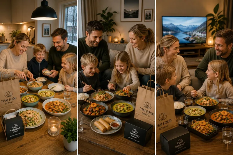 Familie spiser thaimat hos Apsorn Thai Oslo