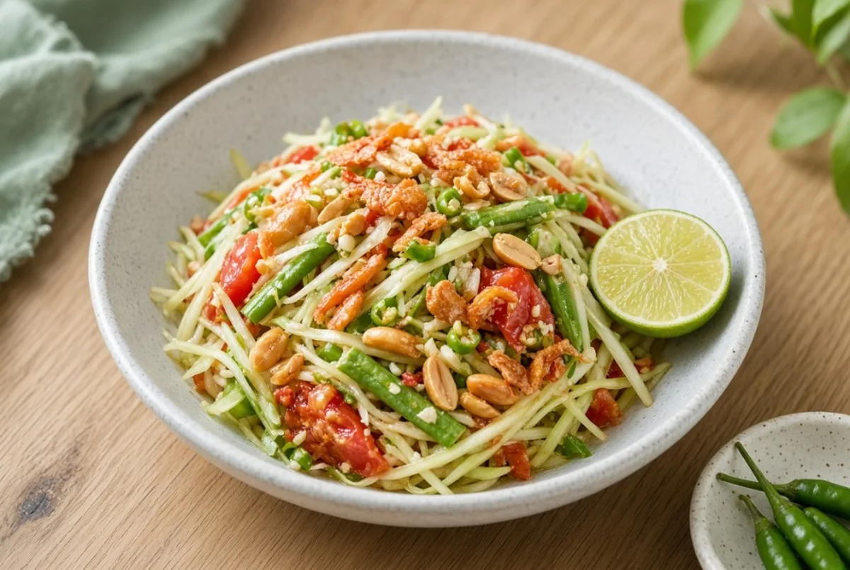 Som tam — grønn papayasalat med lime og chili